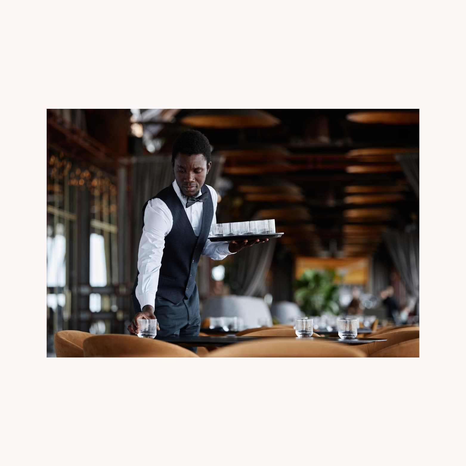 Hospitality professional providing service
