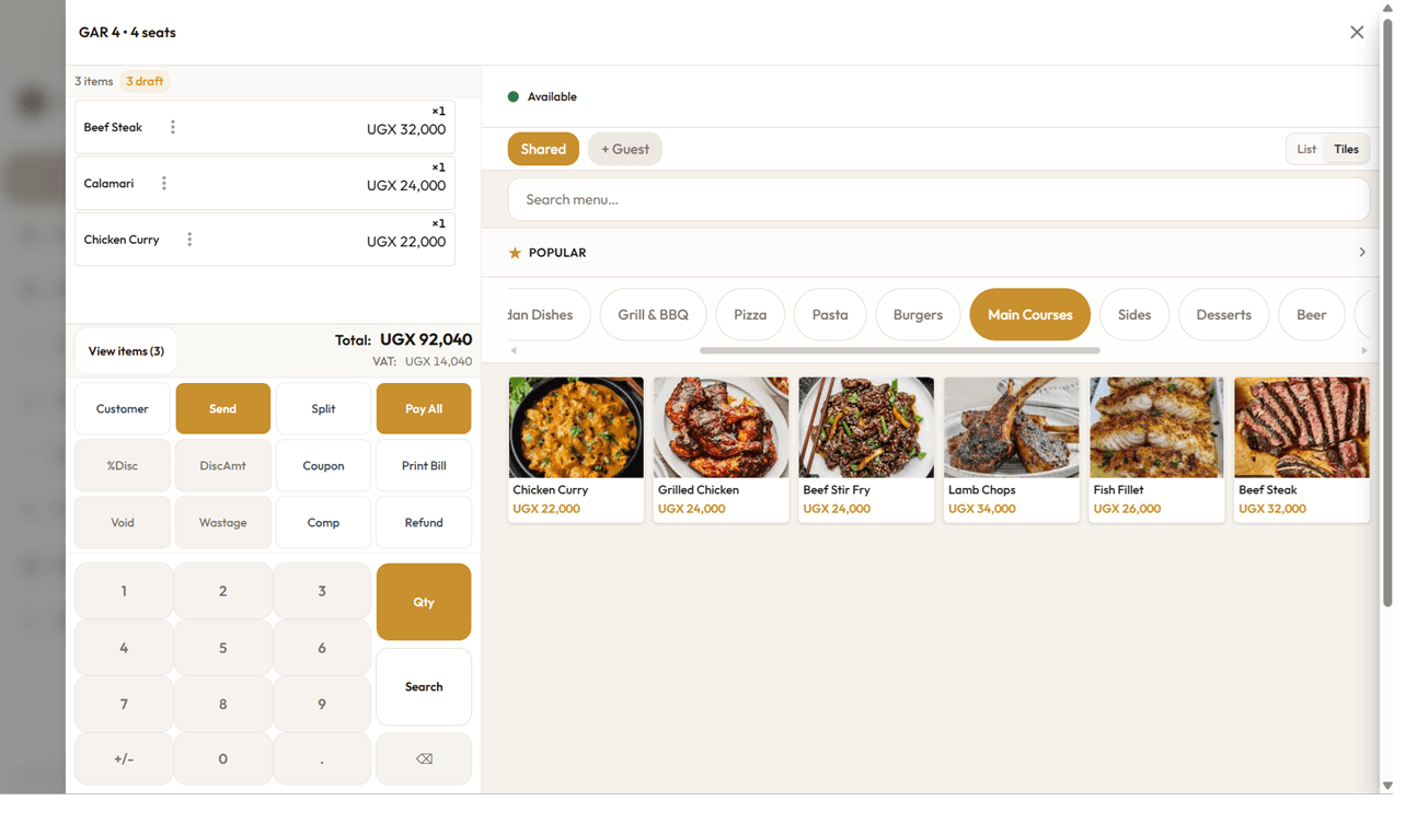 Orders and kitchen routing in Nuru
