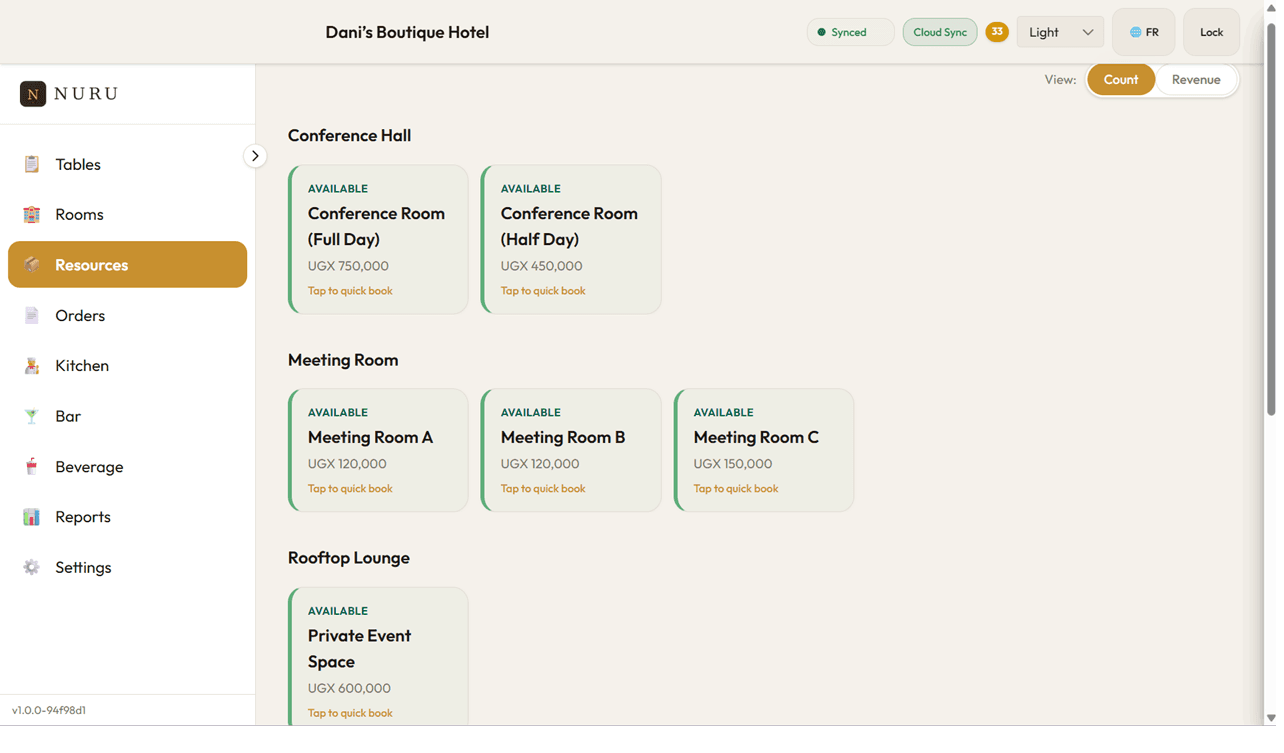 Nuru resource scheduling interface